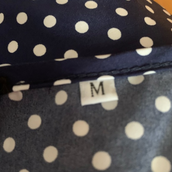 NWOT Navy and White Polka Dot High Low Midi Dress Size Med. - Picture 7 of 8